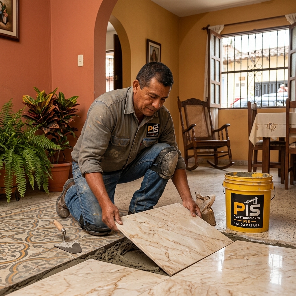 Instalación de piso en mármol