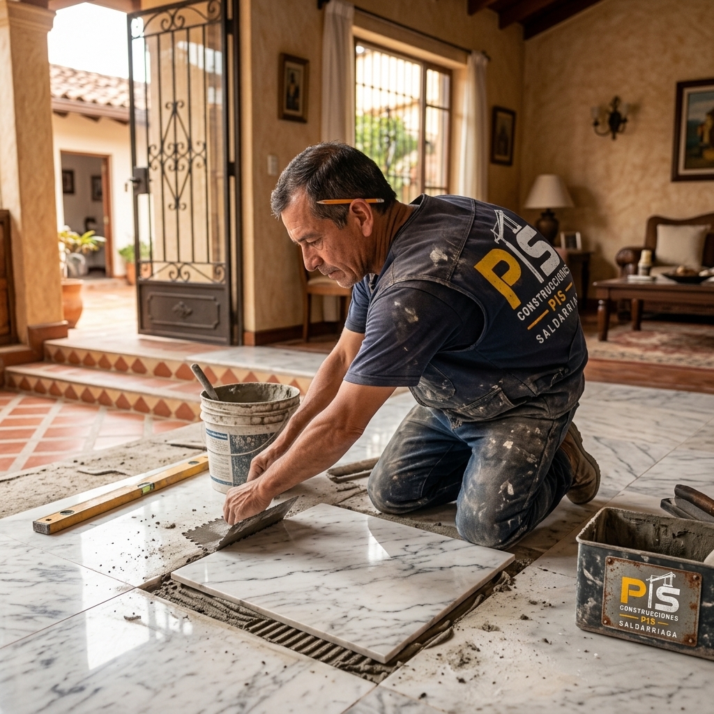 Instalación de piso en mármol